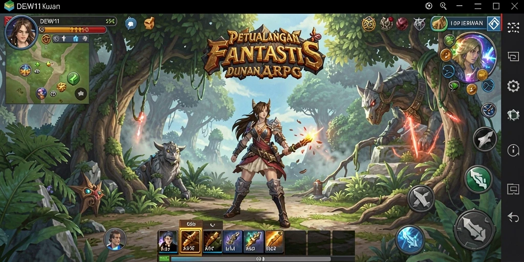 Tangkapan layar menampilkan aksi seru dalam gameplay DEWI11.