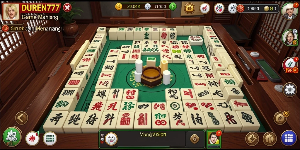 Gameplay seru Mahjong di DUREN777 dengan ubin yang indah.