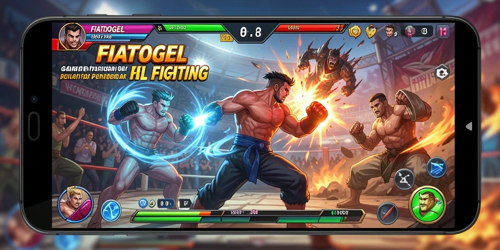 Tangkapan layar menunjukkan aksi pertarungan yang seru dalam FIATOGEL.