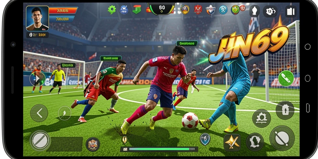 Screenshot utama JIN69 menampilkan aksi pertandingan olahraga yang seru.