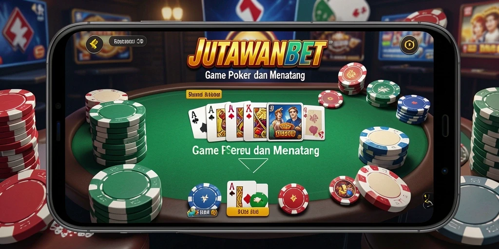 Tampilan permainan poker yang mendebarkan di JUTAWANBET.