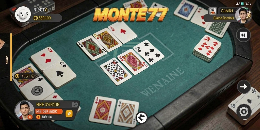 Gameplay menarik MONTE77 dengan Domino klasik dan desain modern.