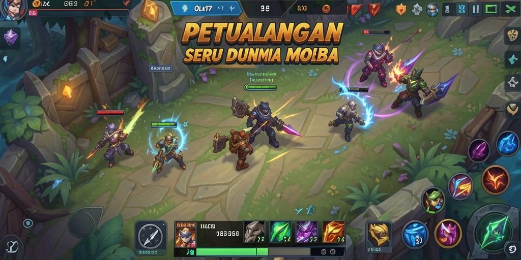 Tampilan visual OLX17 saat pertarungan karakter MOBA.