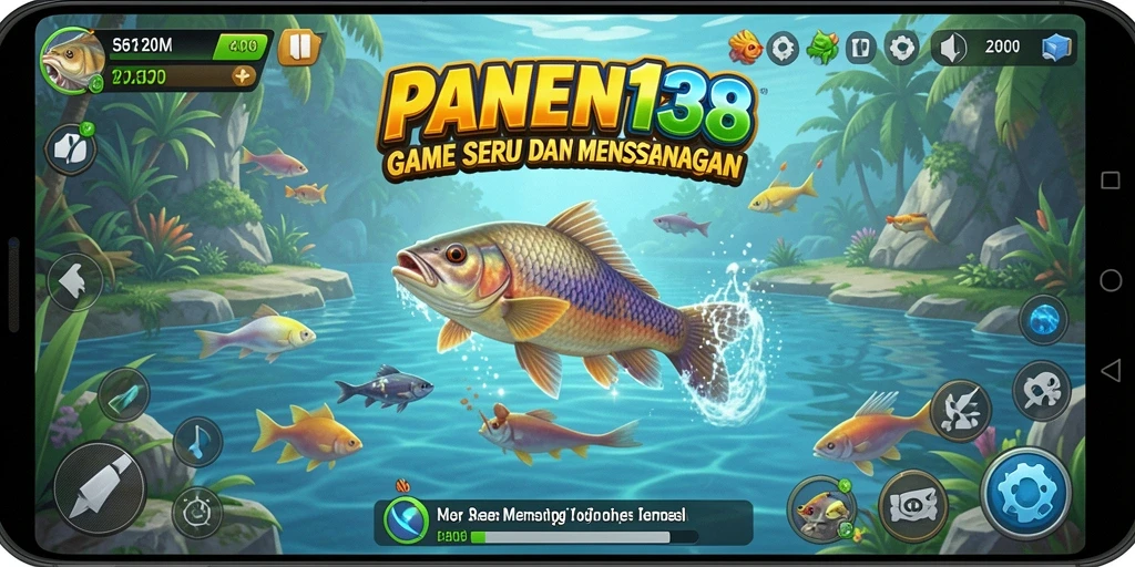 Screenshot utama PANEN138 menampilkan gameplay memancing yang menarik.