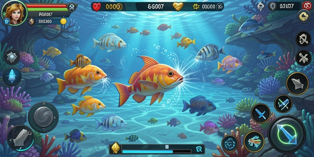 Tampilan screenshot gameplay PRG007 yang seru dan penuh aksi Tembak Ikan.