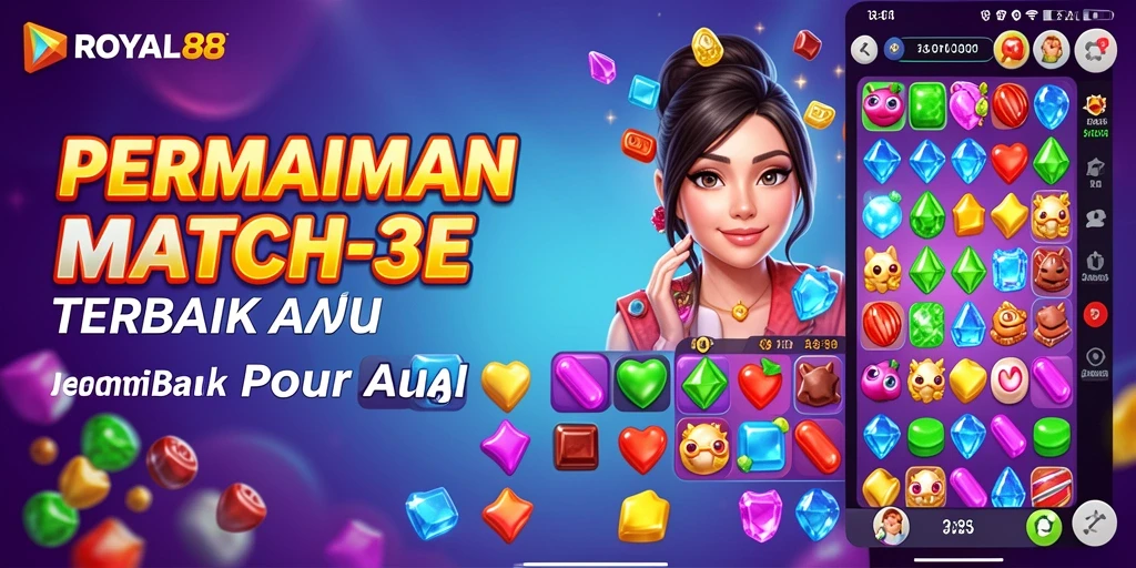 Tampilan gameplay Match-3 yang mendebarkan di ROYAL88.
