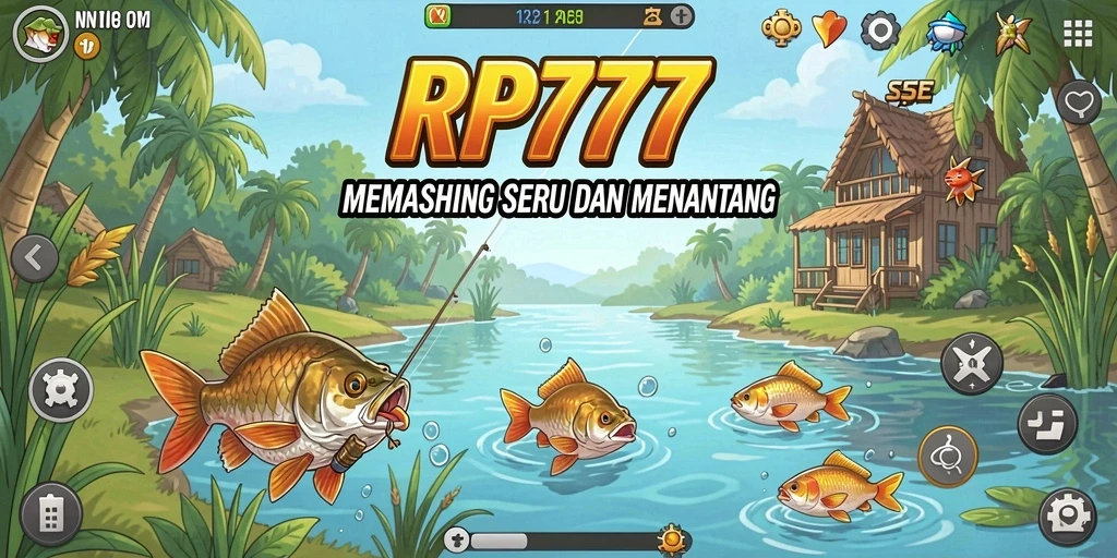 Tampilan gameplay menarik dengan berbagai jenis ikan yang bisa ditangkap dalam RP777.