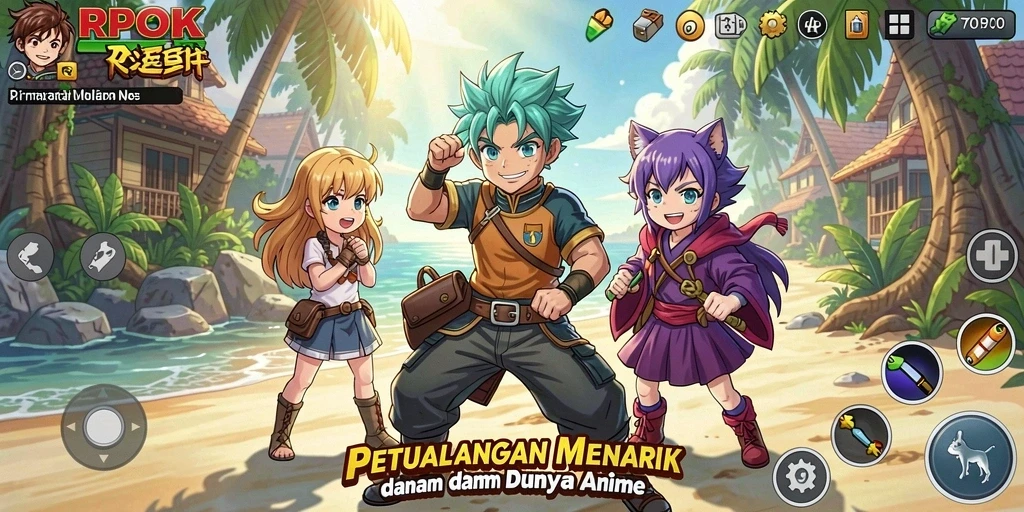Screenshot RPOK yang menampilkan aksi permainan anime yang mendebarkan.