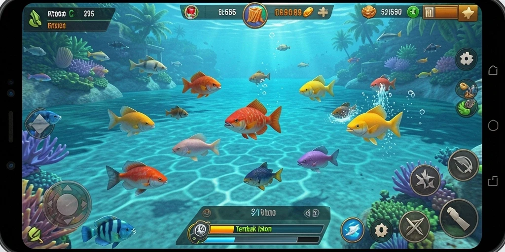 Tampilan gameplay seru game Tembak Ikan RR666.