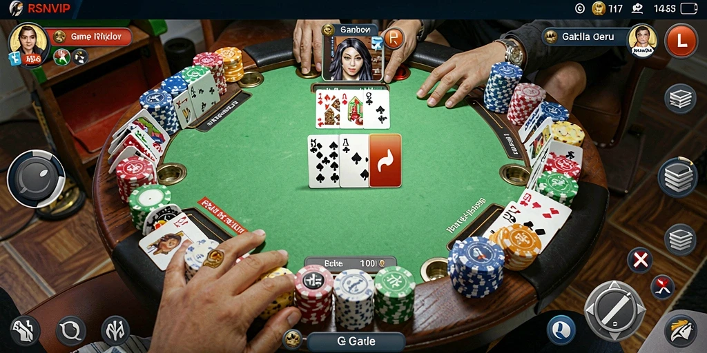Tampilan gameplay RSNVIP yang menampilkan suasana permainan Gaple.