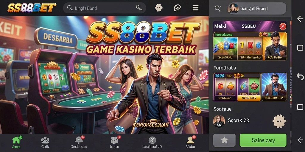 Tampilan gameplay utama SS88BET dengan berbagai permainan kasino menarik.