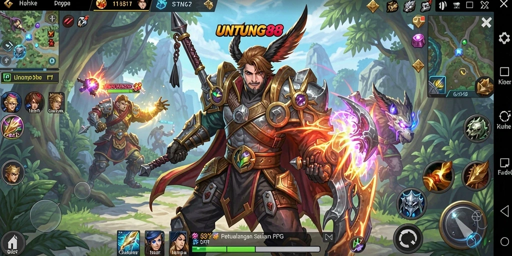 Tampilan gameplay <strong>UNTUNG88</strong> yang menakjubkan dengan aksi pertempuran seru.